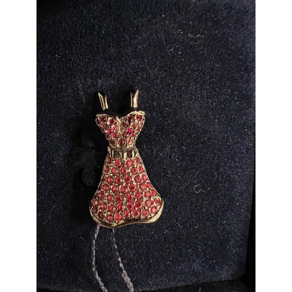 Swarovski Jewelry - Swarovski Crystal Little Red Dress Brooch Pin Signed Swan Heart Association 1990